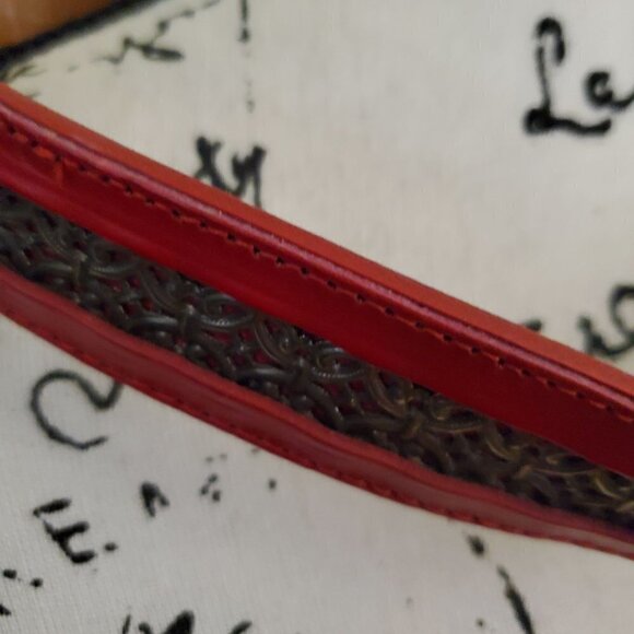 Nocona Belt Company Vintage Red Silver Leather Western Belt 387 Size 30 main image 7